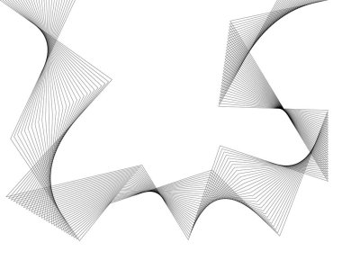 Tasarım elemanı kıvrımlı keskin köşeler birçok çizgi sallıyor. Beyaz arka planda soyut dikey kırık çizgiler izole edildi. Yaratıcı çizgi sanatı. Vektör illüstrasyon EPS 10. Harman Aracı kullanılarak oluşturulan renk çizgisi