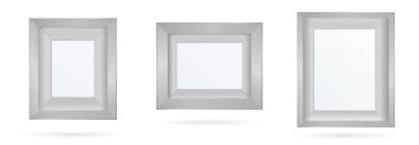 Şeffaf arkaplanda gölgesi olan dikdörtgen resim çerçeve tasarımı ögesi sunumu. Üç boyutlu pano duvarı izole edilmiş. Fotoğraf, resim ve metin için vektör illüstrasyonu EPS 10