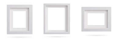 Şeffaf arkaplanda gölgesi olan dikdörtgen resim çerçeve tasarımı ögesi sunumu. Üç boyutlu pano duvarı izole edilmiş. Fotoğraf, resim ve metin için vektör illüstrasyonu EPS 10