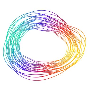 Tasarım elemanları. Bir sürü mor çizgi çemberi dalgası. Beyaz arka planda soyut dalgalı çizgiler izole edildi. Vektör illüstrasyon EPS 10. Harmanlama Aracı kullanılarak oluşturulan çizgilerle renkli dalgalar