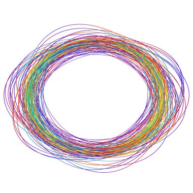 Tasarım elemanları. Bir sürü mor çizgi çemberi dalgası. Beyaz arka planda soyut dalgalı çizgiler izole edildi. Vektör illüstrasyon EPS 10. Harmanlama Aracı kullanılarak oluşturulan çizgilerle renkli dalgalar