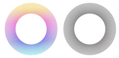 Tasarım elemanları. Bir sürü mor çizgi çemberi dalgası. Beyaz arka planda soyut dalgalı çizgiler izole edildi. Vektör illüstrasyon EPS 10. Harmanlama Aracı kullanılarak oluşturulan çizgilerle renkli dalgalar