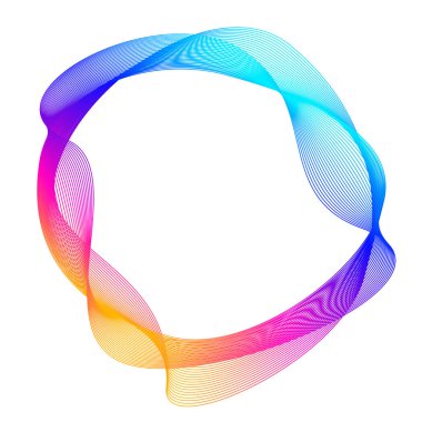 Tasarım elemanları. Bir sürü mor çizgi çemberi dalgası. Beyaz arka planda soyut dalgalı çizgiler izole edildi. Vektör illüstrasyon EPS 10. Harmanlama Aracı kullanılarak oluşturulan çizgilerle renkli dalgalar