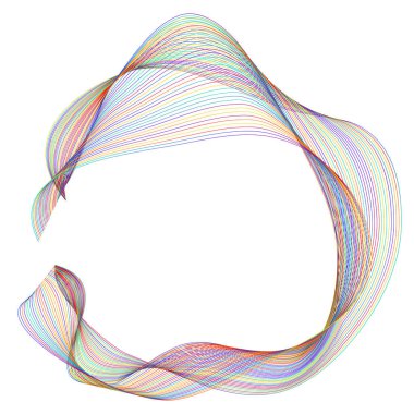 Tasarım elemanları. Bir sürü mor çizgi çemberi dalgası. Beyaz arka planda soyut dalgalı çizgiler izole edildi. Vektör illüstrasyon EPS 10. Harmanlama Aracı kullanılarak oluşturulan çizgilerle renkli dalgalar