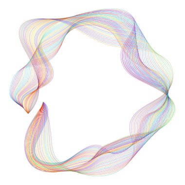 Tasarım elemanları. Bir sürü mor çizgi çemberi dalgası. Beyaz arka planda soyut dalgalı çizgiler izole edildi. Vektör illüstrasyon EPS 10. Harmanlama Aracı kullanılarak oluşturulan çizgilerle renkli dalgalar