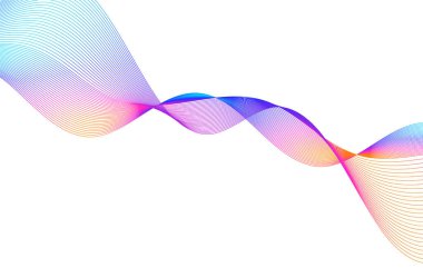 Renkli çizgilerin dalgası. Beyaz arka planda soyut dalgalı çizgiler izole edilmiş. Yaratıcı çizgi sanatı. Vektör illüstrasyon EPS 10. Karıştırma Aracı kullanılarak dizayn ögeleri oluşturuldu. Eğik düz bant
