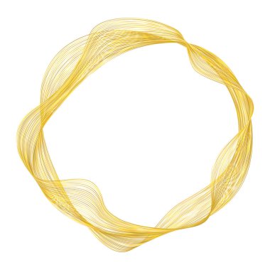 Tasarım elemanları. Bir sürü parıltılı çizgi çemberi dalgası. Beyaz arka planda soyut parlak dalgalı çizgiler izole edildi. Vektör illüstrasyon EPS 10. Harmanlama Aracı kullanılarak oluşturulan çizgilerle parlayan dalgalar