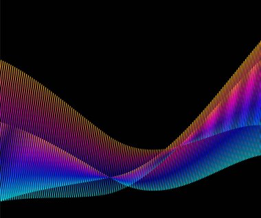 Tasarım elemanları. Bir sürü gri çizgi dalgası. Beyaz arka planda soyut dalgalı çizgiler izole edildi. Yaratıcı çizgi sanatı. Vektör illüstrasyon EPS 10. Harman Aracı kullanılarak oluşturulan çizgilerle renkli parlak dalgalar