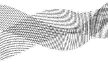 Tasarım elemanları. Bir sürü gri çizgi dalgası. Beyaz arka planda soyut dalgalı çizgiler izole edildi. Yaratıcı çizgi sanatı. Vektör illüstrasyon EPS 10. Harman Aracı kullanılarak oluşturulan çizgilerle renkli parlak dalgalar