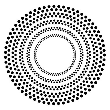 Tasarım ögeleri sembolü. Beyaz arkaplanda düzenlenebilir renk yarım ton çerçeve nokta çember deseni. Vektör illüstrasyonunda siyah rastgele noktalar var. Yarım ton çember noktalarını kullanarak kenarlık simgesini yuvarla textu