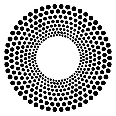 Tasarım ögeleri sembolü. Beyaz arkaplanda düzenlenebilir renk yarım ton çerçeve nokta çember deseni. Vektör illüstrasyonunda siyah rastgele noktalar var. Yarım ton çember noktalarını kullanarak kenarlık simgesini yuvarla textu