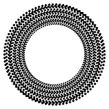 Tasarım ögeleri sembolü. Beyaz arkaplanda düzenlenebilir renk yarım ton çerçeve nokta çember deseni. Vektör illüstrasyonunda siyah rastgele noktalar var. Yarım ton çember noktalarını kullanarak kenarlık simgesini yuvarla textu