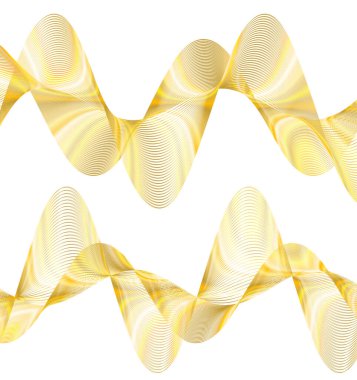 Tasarım elemanları. Parlak çizgilerin dalgası. Beyaz arka planda soyut parlak dalgalı çizgiler izole edildi. Yaratıcı çizgi sanatı. Düğün davetiyesi için vektör illüstrasyon EPS 10 sanat deco biçimi