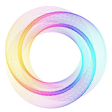 Tasarım elemanları. Bir sürü mor çizgi çemberi dalgası. Beyaz arka planda soyut dalgalı çizgiler izole edildi. Vektör illüstrasyon EPS 10. Harmanlama Aracı kullanılarak oluşturulan çizgilerle renkli dalgalar