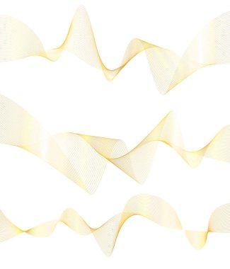 Tasarım elemanları. Parlak çizgilerin dalgası. Beyaz arka planda soyut parlak dalgalı çizgiler izole edildi. Yaratıcı çizgi sanatı. Düğün davetiyesi için vektör illüstrasyon EPS 10 sanat deco biçimi