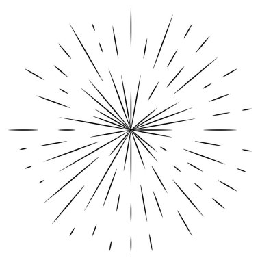 Reklam broşürü tasarım elemanları. Beyaz arka plan ve merkezden gelen zarif güneş çizgileri. Şablon broşürü, tasarım broşürü, haber bültenleri, afişler için vektör illüstrasyonu EPS 10