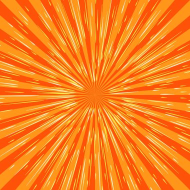 Turuncu sarı ışınlı yaz arkaplanı. Yaz güneşi mesajınız için sıcak girdap oluşturur. Tasarım elemanı sunumu için vektör illüstrasyonu EPS 10, broşür tasarım sayfası, paketleme etiketi