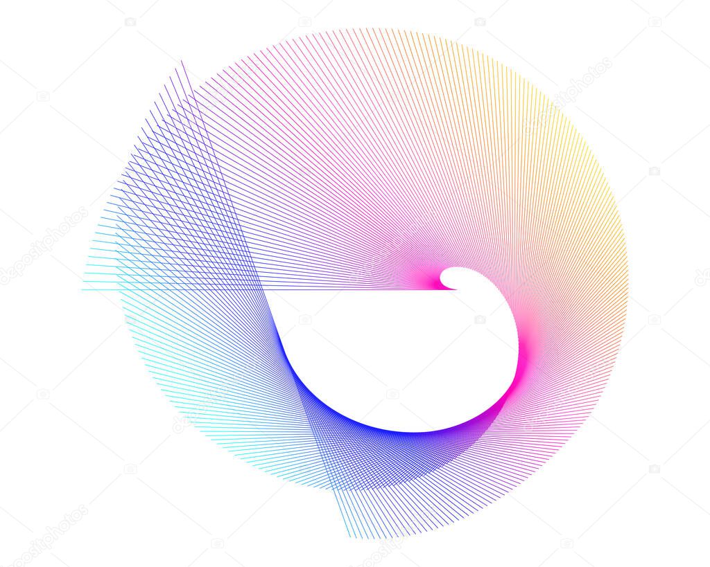 Abstract spiral rainbow design element on white background of twist lines. Vector Illustration eps 10 Golden ratio traditional proportions vector icon Fibonacci spiral. for elegant business card