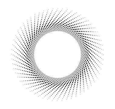 Tasarım ögeleri sembolü Düzenlenebilir simge Yarım Tonlu altıgen nokta deseni beyaz arkaplanda. Vektör illüstrasyonunda siyah rastgele noktalar var. Yarım ton daire dokusu kullanarak kenarlık simgesini yuvarla