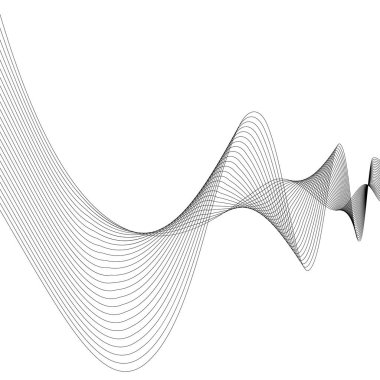 Tasarım elemanları. Bir sürü gri çizgi dalgası. Beyaz arka planda soyut dalgalı çizgiler izole edildi. Yaratıcı çizgi sanatı. Vektör illüstrasyon EPS 10. Harman Aracı kullanılarak oluşturulan çizgilerle renkli parlak dalgalar.