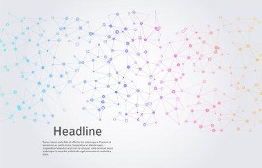 Bağlı nokta ve çizgilerle Geometrik soyut arkaplan. Moleküler yapı ve iletişim. İş tasarımı için dijital teknoloji arka planı ve ağ bağlantı vektörü illüstrasyonu EPS10
