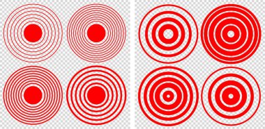 Tasarım elemanı. İzole edilmiş ikon vektör kırmızı halka hedefi. Çember sembolü. Başarılı bir atış. Sunum için EPS10 vektör illüstrasyonu, Dart hedef hedefi için Beyaz zemin üzerinde Concentric Dlat & Trendy logosu