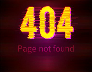 Hata 404 sayfa hata biçiminde. Sayfa konsept bulunamadı. Sistem hatası illüstrasyonu. Geometrik şekil ve televizyon çarpıtma etkisi. Vhs arıza efektli parlak ışık. Vektör 10 web sitesi arızalı