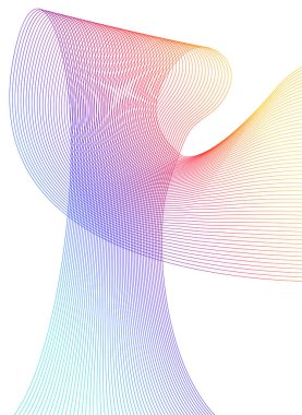 Tasarım elemanları. Bir sürü mor çizgi çemberi dalgası. Beyaz arka planda soyut dalgalı çizgiler izole edildi. Vektör illüstrasyon EPS 10. Harmanlama Aracı kullanılarak oluşturulan çizgilerle renkli dalgalar