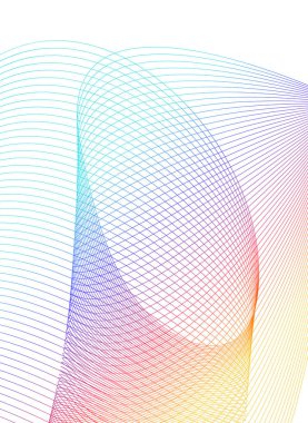 Tasarım elemanları. Bir sürü mor çizgi çemberi dalgası. Beyaz arka planda soyut dalgalı çizgiler izole edildi. Vektör illüstrasyon EPS 10. Harmanlama Aracı kullanılarak oluşturulan çizgilerle renkli dalgalar