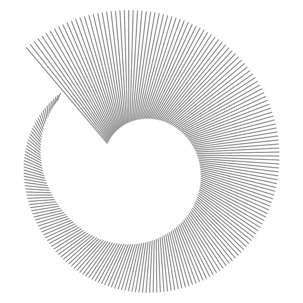 Élément Abstrait Spirale Noir Blanc Sur Fond Blanc Lignes Torsadées — Image vectorielle