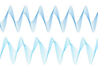 Tasarım elemanları. Bir sürü çizgi dalgası. Beyaz arka planda soyut dalgalı çizgiler izole edildi. Yaratıcı çizgi sanatı. Vektör illüstrasyon EPS 10. Harmanlama Aracı kullanılarak oluşturulan çizgilerle renkli dalgalar