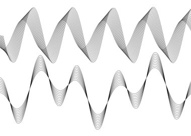 Tasarım elemanları. Bir sürü çizgi dalgası. Beyaz arka planda soyut dalgalı çizgiler izole edildi. Yaratıcı çizgi sanatı. Vektör illüstrasyon EPS 10. Harmanlama Aracı kullanılarak oluşturulan çizgilerle renkli dalgalar