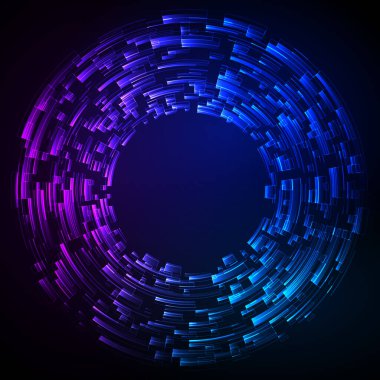 Dairesel tel örgülü ağ logosu. Vector Illustration EPS10 dijital arkaplan posterleri çember çizgileri etkisi. Yeni ürün tanıtımı, iş ve pazarlama için tasarım modeli, kapak sayfası düzeni