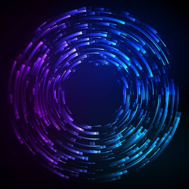 Dairesel tel örgülü ağ logosu. Vector Illustration EPS10 dijital arkaplan posterleri çember çizgileri etkisi. Yeni ürün tanıtımı, iş ve pazarlama için tasarım modeli, kapak sayfası düzeni