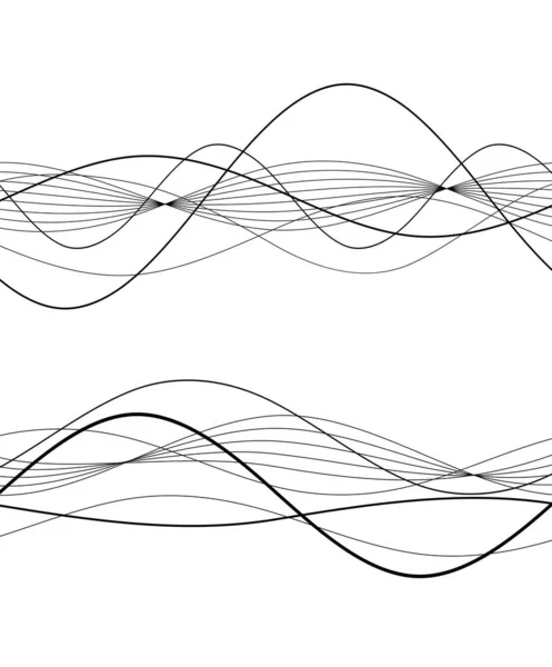 Elementos Diseño Ola Muchas Líneas Grises Rayas Onduladas Abstractas Sobre — Archivo Imágenes Vectoriales