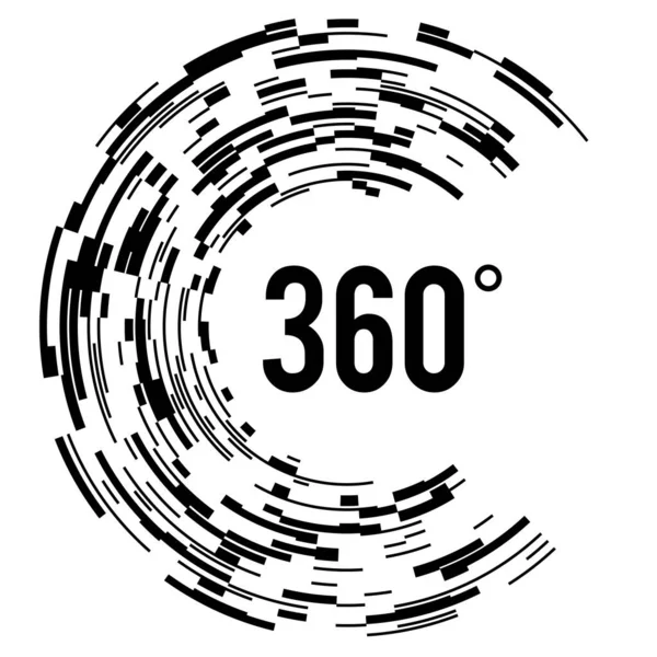 Hoek 360 Graden Teken Pictogram Geometrie Wiskundig Symbool Volledige Rotatie — Stockvector