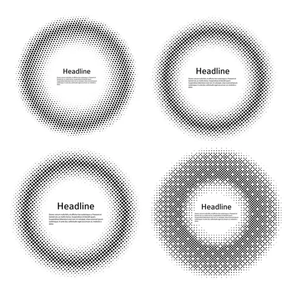 デザイン要素シンボル編集可能なアイコン ハーフトーン円 ホワイトの背景にハーフトーンドットパターン ベクターイラストは 化粧品のための黒い抽象的なランダムドットと10フレームをEps — ストックベクタ