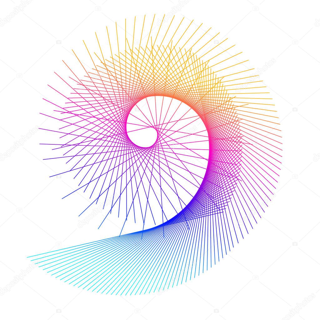 Abstract spiral rainbow design element on white background of twist lines. Vector Illustration eps 10 Golden ratio traditional proportions vector icon Fibonacci spiral. for elegant business card