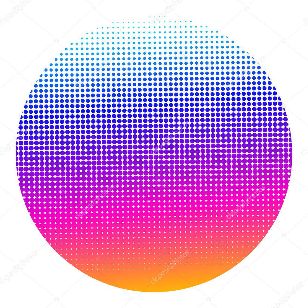 Vector 80s Retro Style Striped Shape. Art Bright attractive style logo template. Minimal vaporwave synthwave style background. Neon circle with pink and blue. Synthwave Vector illustration EPS10