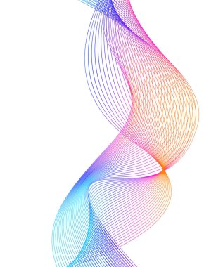 Tasarım elemanları. Bir sürü mor çizgi çemberi dalgası. Beyaz arka planda soyut dalgalı çizgiler izole edildi. Vektör illüstrasyon EPS 10. Harmanlama Aracı kullanılarak oluşturulan çizgilerle renkli dalgalar