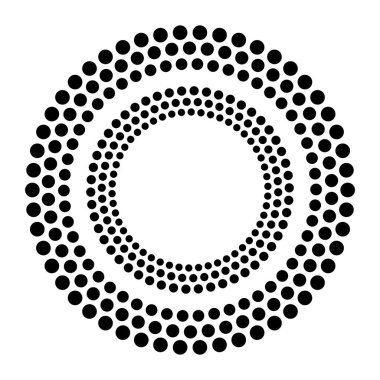 Tasarım ögeleri sembolü Düzenlenebilir simge Yarım Tonlu altıgen nokta deseni beyaz arkaplanda. Vektör illüstrasyonunda siyah rastgele noktalar var. Yarım ton daire dokusu kullanarak kenarlık simgesini yuvarla
