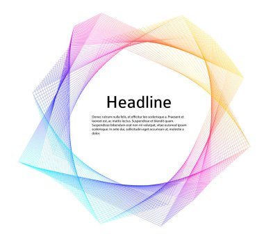 Tasarım elemanları. Bir sürü mor çizgi çemberi dalgası. Beyaz arka planda soyut dalgalı çizgiler izole edildi. Vektör illüstrasyon EPS 10. Harmanlama Aracı kullanılarak oluşturulan çizgilerle renkli dalgalar