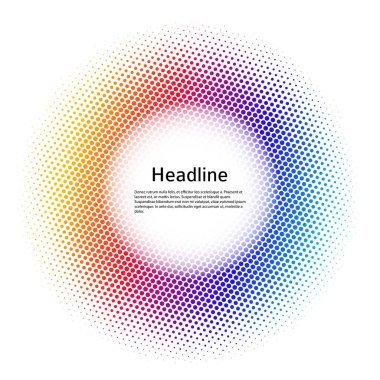 Tasarım ögeleri sembolü. Beyaz arkaplanda düzenlenebilir renk yarım ton çerçeve nokta çember deseni. Vektör illüstrasyonunda siyah rastgele noktalar var. Yarım ton çember noktalarını kullanarak kenarlık simgesini yuvarla textu