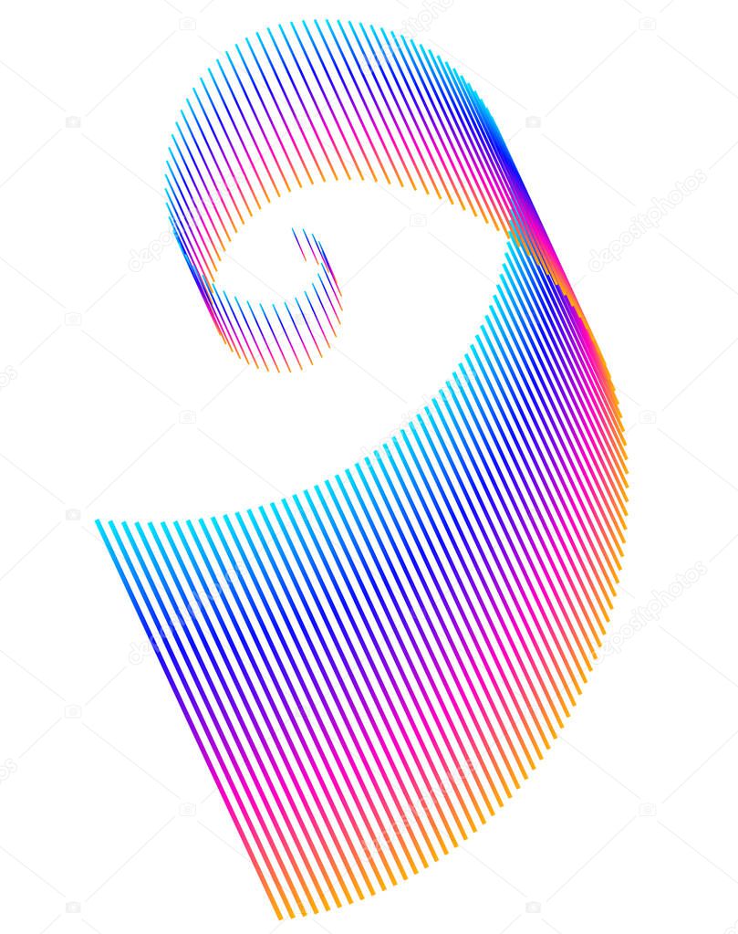 Abstract spiral rainbow design element on white background of twist lines. Vector Illustration eps 10 Golden ratio traditional proportions vector icon Fibonacci spiral. for elegant business card