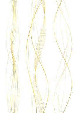 Tasarım elemanları. Parlak çizgilerin dalgası. Beyaz arka planda soyut parlak dalgalı çizgiler izole edildi. Yaratıcı çizgi sanatı. Düğün davetiyesi için vektör illüstrasyon EPS 10 sanat deco biçimi