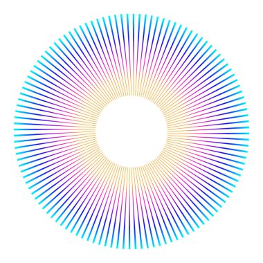 Tasarım elemanları. Bir sürü mor çizgi çemberi dalgası. Beyaz arka planda soyut dalgalı çizgiler izole edildi. Vektör illüstrasyon EPS 10. Harmanlama Aracı kullanılarak oluşturulan çizgilerle renkli dalgalar