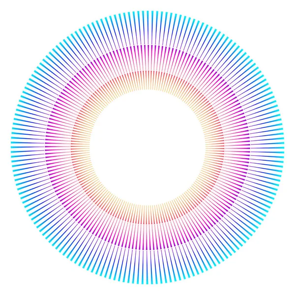 デザイン要素 多くの紫色の線の輪の波 白い背景に垂直波状の縞模様が孤立している ベクトルイラストEps ブレンドツールを使用して作成された線でカラフルな波 — ストックベクタ