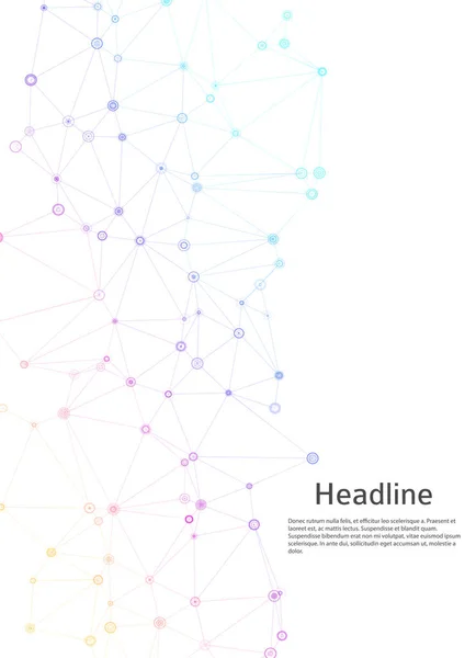 Fond Abstrait Géométrique Avec Points Lignes Connectés Structure Moléculaire Communication — Image vectorielle