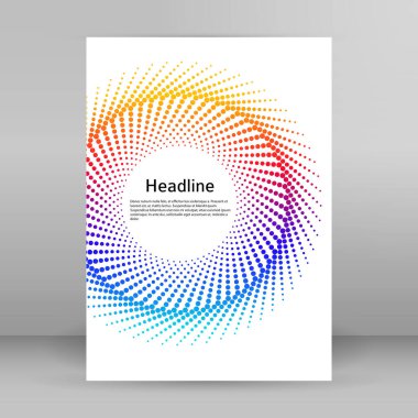 Tasarım elemanları. Beyaz arkaplanda düzenlenebilir renk yarım ton çerçeve nokta daire deseni girdabı. Soyut Dairesel Noktalı taslak biçimi. Yaratıcı sanat. Vektör illüstrasyonu EPS 10 amblemi