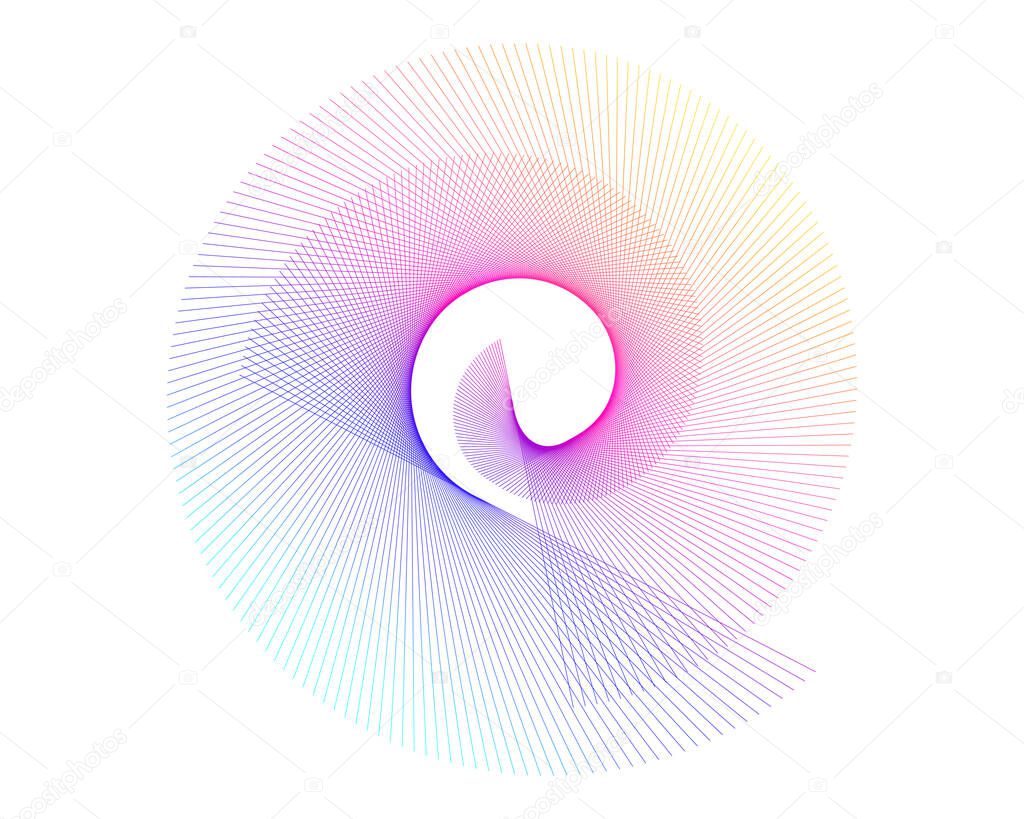 Abstract spiral rainbow design element on white background of twist lines. Vector Illustration eps 10 Golden ratio traditional proportions vector icon Fibonacci spiral. for elegant business card